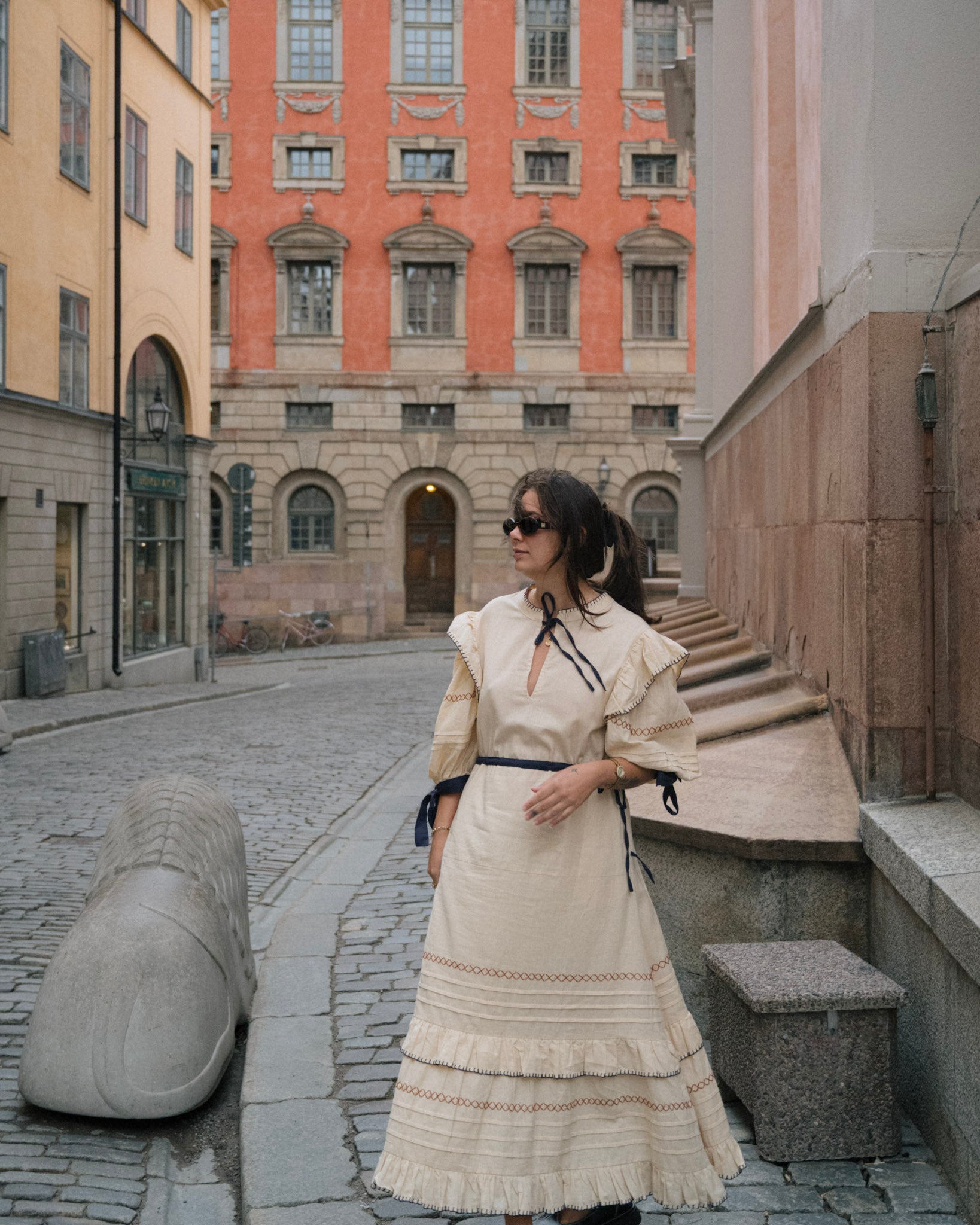 Saphira Dress • Desert Sand - Navy Belt